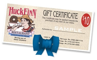 Huck Finn Gift Certificates